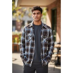 Route 66 Men's Plaid Flannel Shirt Long Sleeve Cotton Blend Size M